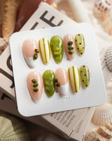 Dirty Martini Medium Almond press on nails, handmade custom nails by Joyeenails