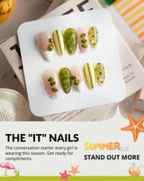 Dirty Martini Short Almond press on nails, handmade custom nails by Joyeenails