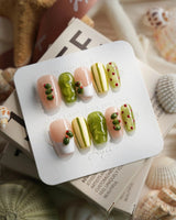 Dirty Martini Short Coffin press on nails, handmade custom nails by Joyeenails