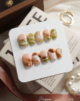 Double Latte Extra Short Coffin press on nails, handmade custom nails by Joyeenails