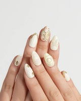 Double Love press-on nails — Creamy White Cute Healing,