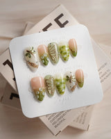 Dragonfly Pond nail art close-up showing Mori Fairy Dream, 3D Metallic Dragonflies & Hand-painted Lily of the Valley. details