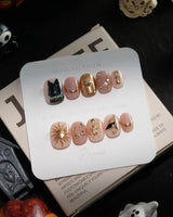 Egyptian Gold handmade press-on nails in extra short squoval shape by Joyee Nails