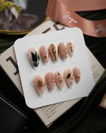 Egyptian Gold short stiletto press-on nails
