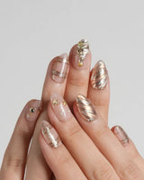 Golden Gift press-on nails — Luxury Champagne Gold Christmas,