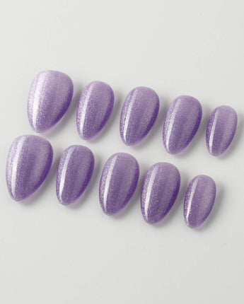 Elegant Purple cat - eye - Joyeenails - CE011 - XS / Extra Short Almond