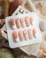 Engagement Medium Coffin press on nails, handmade custom nails by Joyeenails