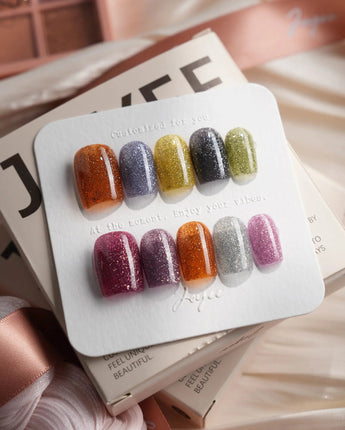 Euphoria Short Square press on nails, handmade custom nails by Joyeenails