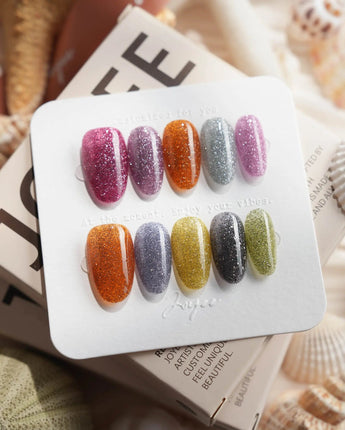 Euphoria Medium Oval press on nails, handmade custom nails by Joyeenails
