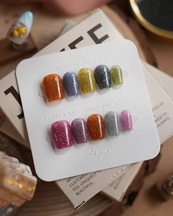 Euphoria nails — Vibrant Multicolor Reflective Glitter, by Joyee Nails