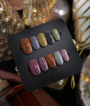 Euphoria press-on nails — Vibrant Multicolor Reflective Glitter,
