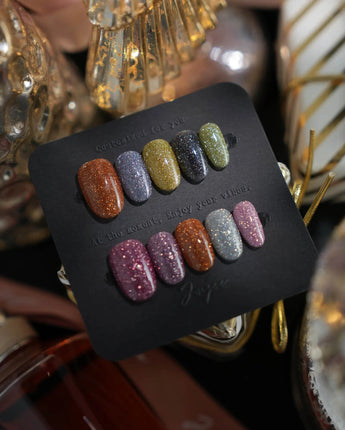 Euphoria press-on nails — Vibrant Multicolor Reflective Glitter,
