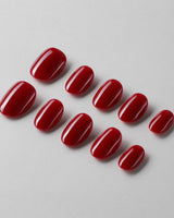 Solid Nails - Red Roses handmade press-on nails featuring deep red solid nails