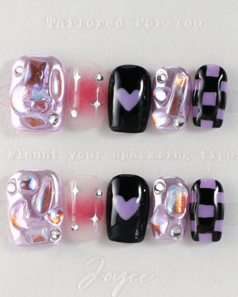 Purple Frost - Joyeenails - DO028 - XS / Extra Short Square