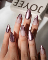 Plum Wine Medium Almond plum press on nails with purple cat eye handmade nail art - image 4