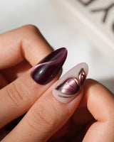 Nightcap Medium Almond burgundy press on nails with purple fall handmade nail art - image 2