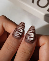 Tiger Eye Short Almond brown press on nails with brown cat eye handmade nail art - image 5