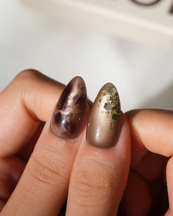 Bonfire Short Almond brown marble press on nails with brown marble handmade nail art - image 4