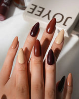 Chestnut Medium Almond chestnut brown press on nails with brown solid color handmade nail art - image 1