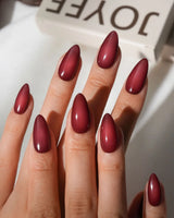 Brick Short Almond red press on nails fall with red aura handmade nail art - image 1