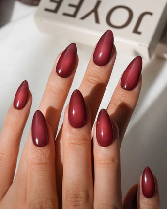 Brick Short Almond red press on nails fall with red aura handmade nail art - image 1