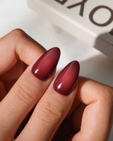 Brick Short Almond red press on nails fall with red aura handmade nail art - image 4