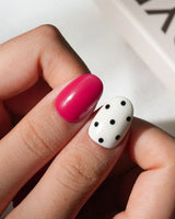 Berry Dot Short Oval polka dot press on nails red with pink dot solid color handmade nail art - image 4