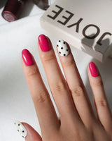 Berry Dot Short Oval polka dot press on nails red with pink dot solid color handmade nail art - image 5