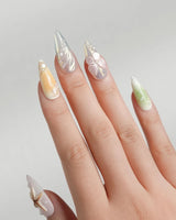 Fairy Bay handmade nails styled with soft romantic coastal details