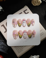Fairy Ring handmade press-on nails in extra short almond shape by Joyee Nails