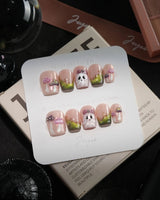 Fairy Ring handmade press-on nails in extra short coffin shape by Joyee Nails