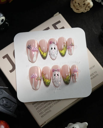 Fairy Ring handmade press-on nails in medium almond shape by Joyee Nails