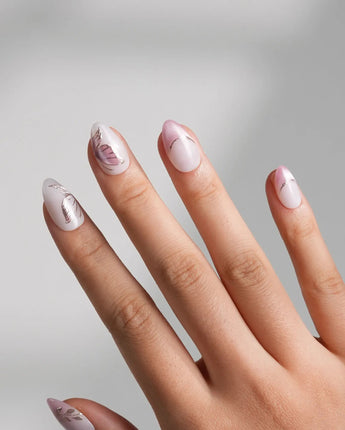 Fairy Wings nails in extra short almond — Ethereal Pink & Purple,