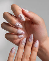 Fairy Wings nails in extra short almond — Ethereal Pink & Purple,
