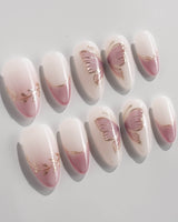 Fairy Wings nails in medium almond — Ethereal Pink & Purple,