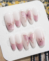 Fairy Wings nails in medium coffin — Ethereal Pink & Purple,