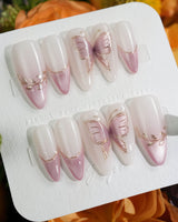 Fairy Wings nails in medium stiletto — Ethereal Pink & Purple,