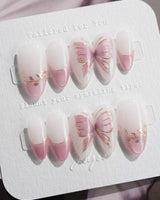 Fairy Wings nails in short almond — Ethereal Pink & Purple,