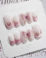 Fairy Wings nails in short square — Ethereal Pink & Purple,