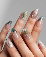 Fairyland - Jetlag Garden press-on nails — Forest Dark Green, Hand-painted