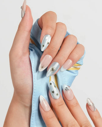 FIFA Argentina Medium Almond press on nails, handmade custom nails by Joyeenails