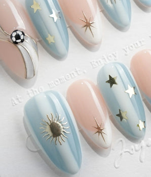 FIFA Argentina Medium Almond press on nails, handmade custom nails by Joyeenails