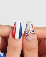 FIFA France custom size press-ons with French cockade-inspired nail art