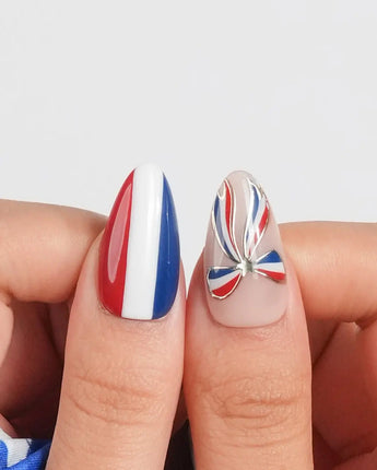 FIFA France custom size press-ons with French cockade-inspired nail art