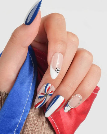 FIFA France Medium Almond press on nails, handmade custom nails by Joyeenails