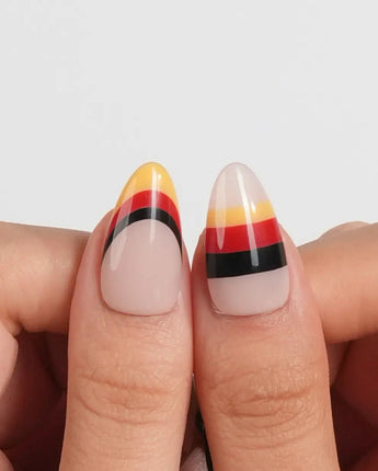 FIFA Germany reusable nails with solid black accents and German tricolor French tips