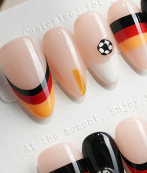 FIFA Germany Short Almond press on nails, handmade custom nails by Joyeenails