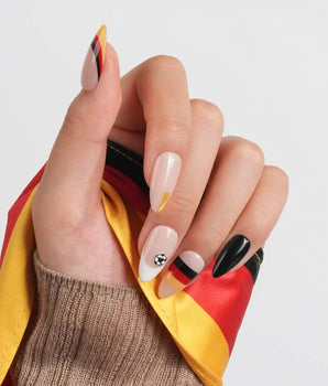 FIFA Germany handmade World Cup nails with 3D soccer ball charms and tricolor tips
