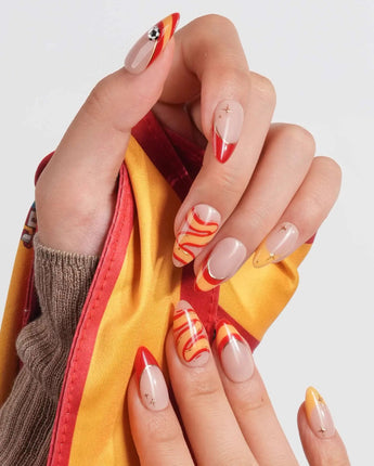FIFA Spain Short Almond press on nails, handmade custom nails by Joyeenails