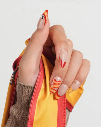 FIFA Spain Short Almond press on nails, handmade custom nails by Joyeenails